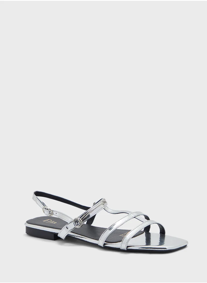 ايلا Metal Trim Detail Backstrap Sandal