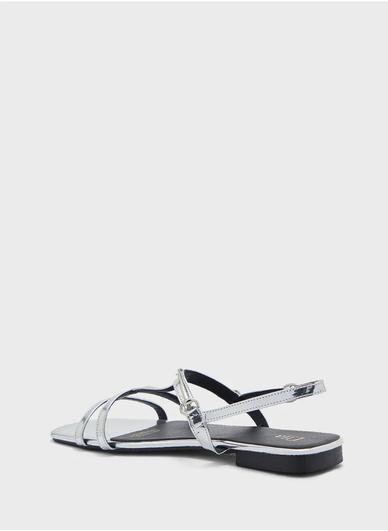 ايلا Metal Trim Detail Backstrap Sandal