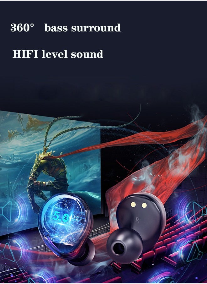Univer Tang - True Wireless Earbuds, HiFi Stereo Ear Buds, Bluetooth 5.4 Ultra-fast Connection In-Ear Earphone with Magnetic 2000mAh Charging Case,Type-c Cltra-fast Charging In-ear Music Headset Built in Mic for Clear Voice Call, Active Noise Cancellation Headphone,Waterproof and Anti-sweat,Black - Image 1