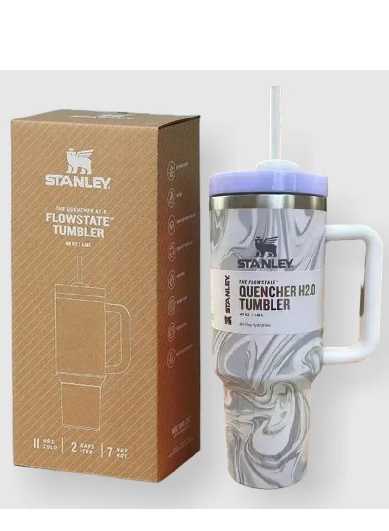Stanley 2-Pack Quencher H2.0 FlowState 40oz Stainless Steel Vacuum Insulated Tumblers with Lid & Straw – Rose Quartz & Swirl, Leak-Resistant, Double-Walled Insulation Keeps Drinks Hot for 7 Hours & Cold for 24 Hours, Travel-Friendly, Ideal for Workouts, Coffee, Smoothies, & Hydration - Image 5