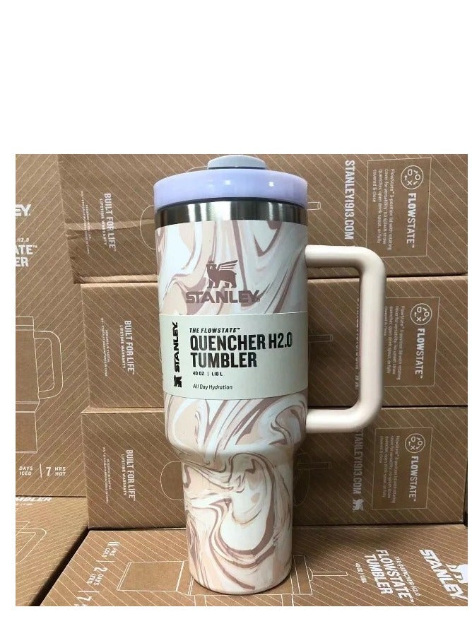 Stanley 2-Pack Quencher H2.0 FlowState 40oz Stainless Steel Vacuum Insulated Tumblers with Lid & Straw – Rose Quartz & Swirl, Leak-Resistant, Double-Walled Insulation Keeps Drinks Hot for 7 Hours & Cold for 24 Hours, Travel-Friendly, Ideal for Workouts, Coffee, Smoothies, & Hydration - Image 2