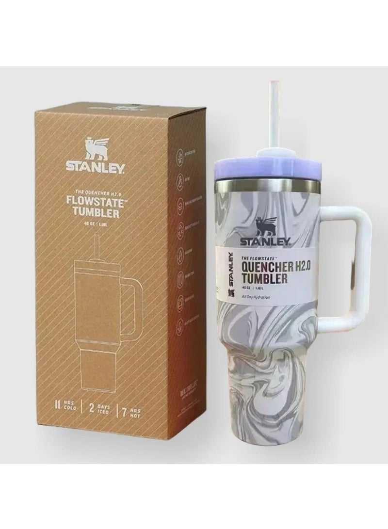 Stanley 2-Pack Quencher H2.0 FlowState 40oz Stainless Steel Vacuum Insulated Tumblers with Lid & Straw – Rose Quartz & Swirl, Leak-Resistant, Double-Walled Insulation Keeps Drinks Hot for 7 Hours & Cold for 24 Hours, Travel-Friendly, Ideal for Workouts, Coffee, Smoothies, & Hydration - Image 3