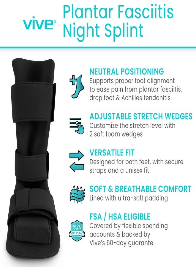 Vive Plantar Fasciitis Night Splint Plus Trigger Point Spike Ball Soft Leg Brace Support Orthopedic Sleeping Immobilizer Stretch Boot Heel Spur Foot Pain Achilles Inflammation Soreness Relief Large Bl - Image 2