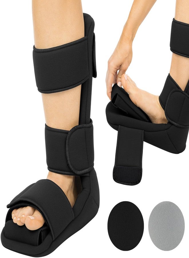 Vive Plantar Fasciitis Night Splint Plus Trigger Point Spike Ball Soft Leg Brace Support Orthopedic Sleeping Immobilizer Stretch Boot Heel Spur Foot Pain Achilles Inflammation Soreness Relief Large Bl - Image 1