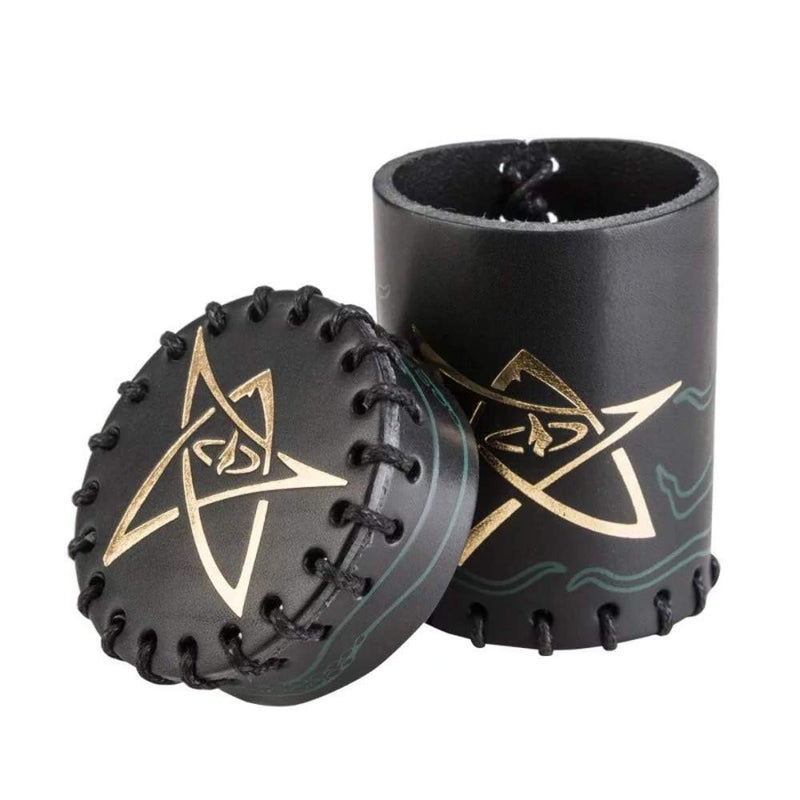 Q Workshop Call of Cthulhu Black  GreenGolden Leather Dice Cup - Image 3
