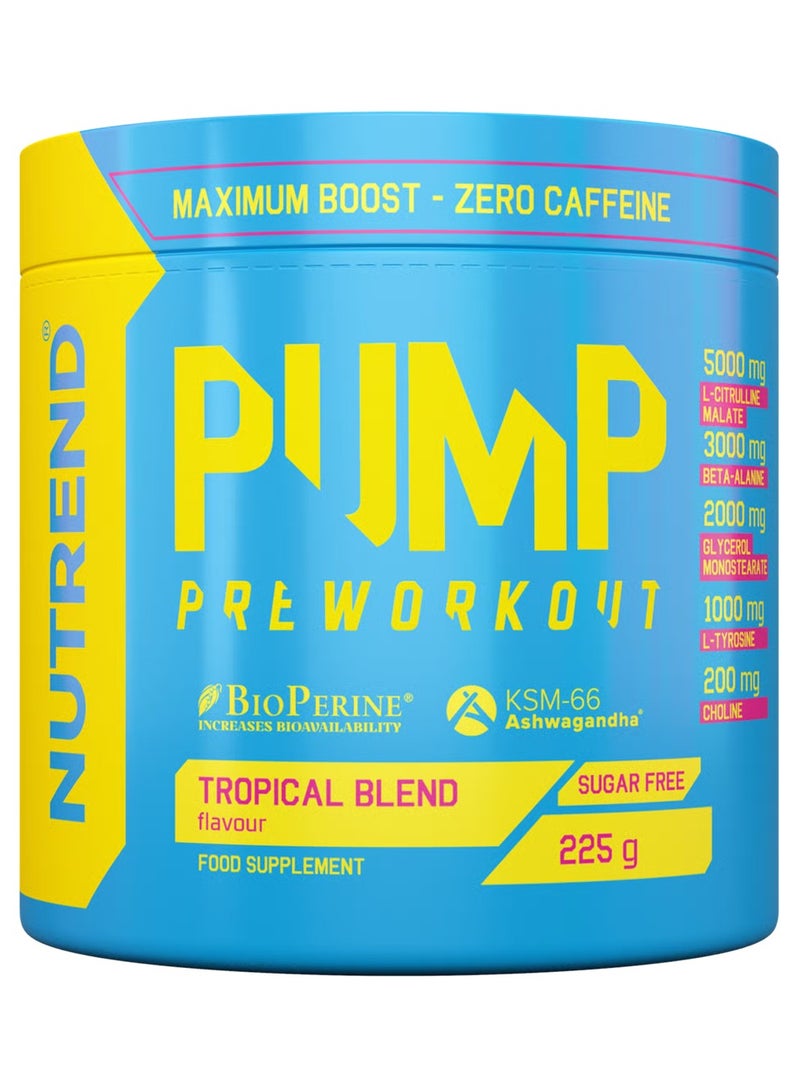 Nutrend Pump Pre-Workout 225g Tropical Blend Flavor - Image 1