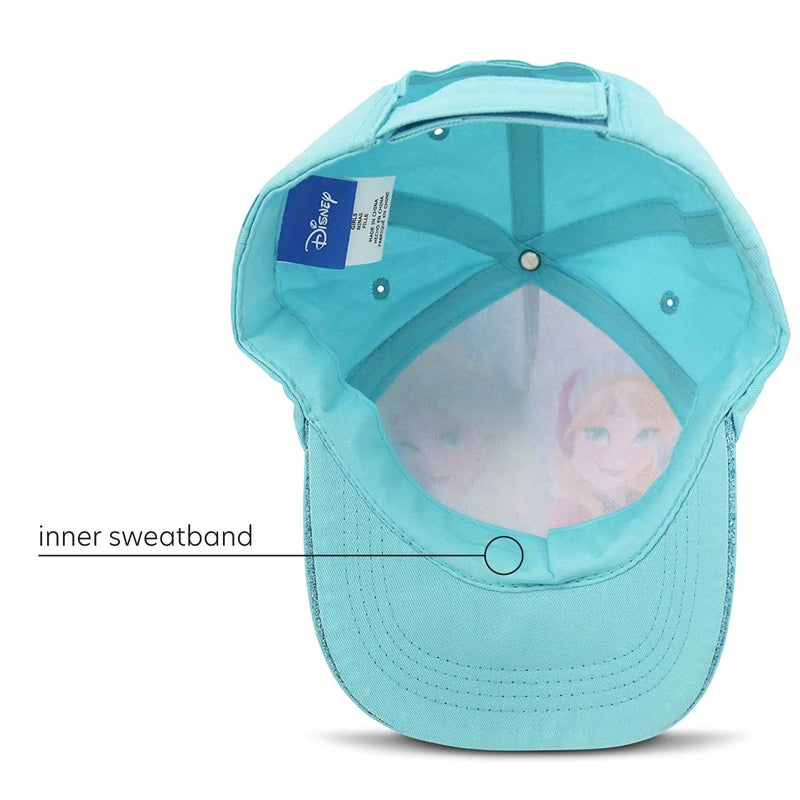 Disney Girls Princess Glitter Baseball Cap - Frozen Elsa, Anna, Cinderella, Belle, Ariel (2-7), Size Age 4-7, Blue Frozen Baseball Cap With Elsa/Anna - Image 5