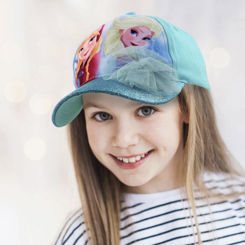 Disney Girls Princess Glitter Baseball Cap - Frozen Elsa, Anna, Cinderella, Belle, Ariel (2-7), Size Age 4-7, Blue Frozen Baseball Cap With Elsa/Anna - Image 4