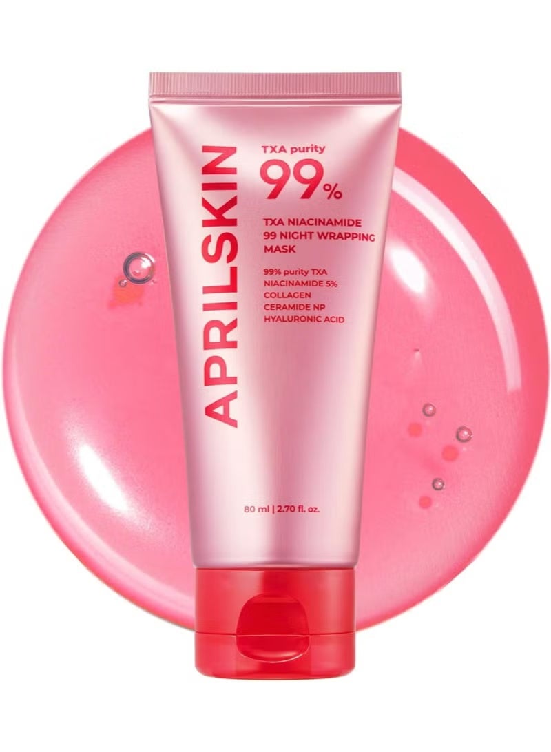 APRILSKIN TXA Niacinamide 99 Night Wrapping Mask with 99% High-Purity TXA+5% Niacinamide, Overnight Skin Booster for Firming & Pore Care 80ml - Image 1