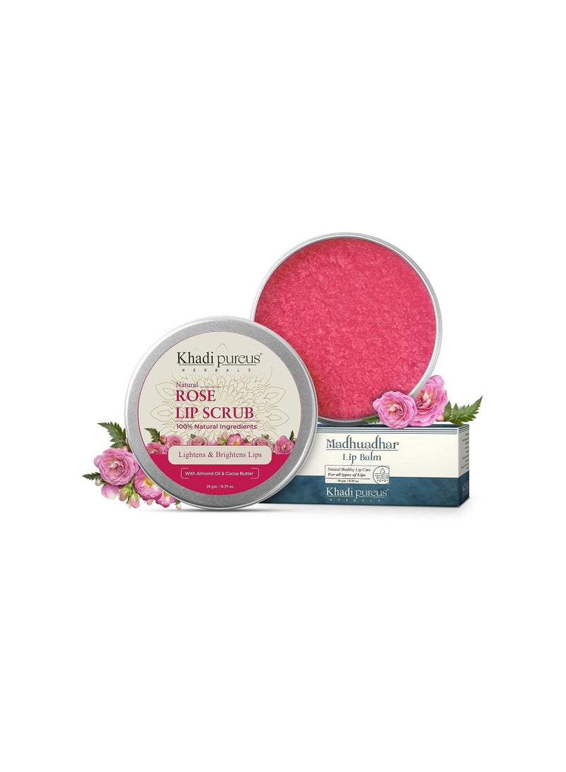 Khadi Pureus Herbals Madhuadhar Rose Lip Scrub for Lightening, Brightening - Image 1