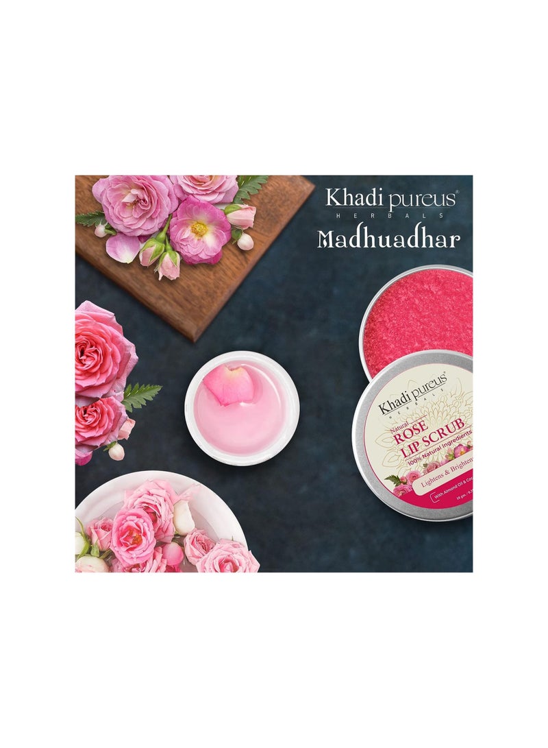 Khadi Pureus Herbals Madhuadhar Rose Lip Scrub for Lightening, Brightening - Image 2