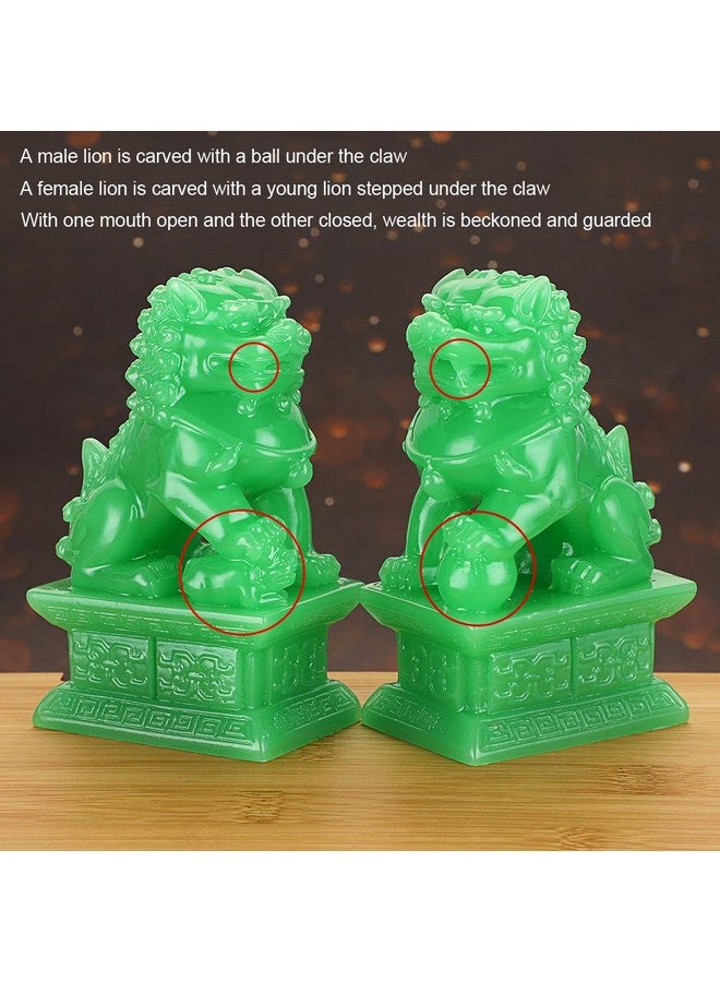 MDLUU Pair of Fu Foo Dogs, Guardian Lions, Feng Shui Lion Statues for Cash Register, Office Desk, House Warming, Store Opening Gift - Image 4