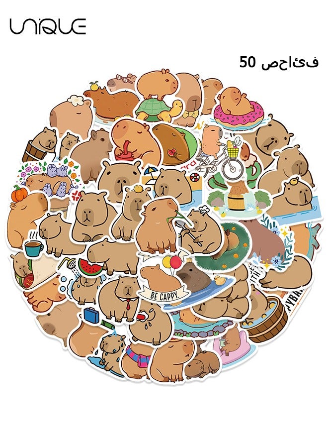 Unique 50Pcs Cartoon Capybara Doodle Stickers，Vinyl Waterproof Stickers for Water Bottles Laptop Phone Computer Guitar, Gifts for Teens, Girls, Fans - Image 1