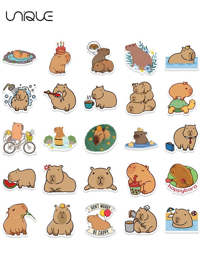 Unique 50Pcs Cartoon Capybara Doodle Stickers，Vinyl Waterproof Stickers for Water Bottles Laptop Phone Computer Guitar, Gifts for Teens, Girls, Fans - Image 3