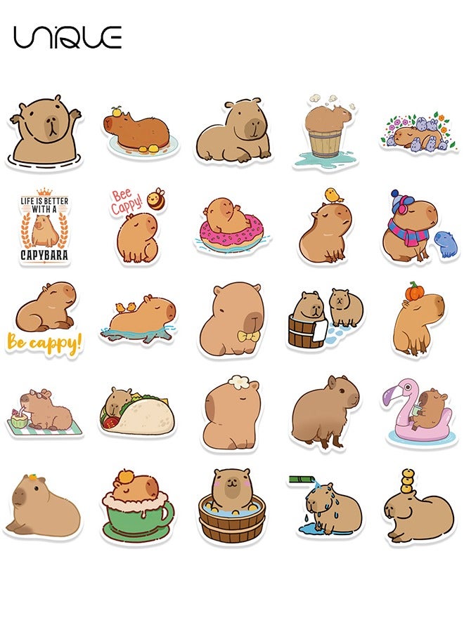Unique 50Pcs Cartoon Capybara Doodle Stickers，Vinyl Waterproof Stickers for Water Bottles Laptop Phone Computer Guitar, Gifts for Teens, Girls, Fans - Image 2