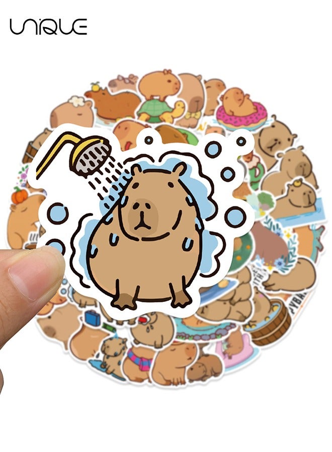 Unique 50Pcs Cartoon Capybara Doodle Stickers，Vinyl Waterproof Stickers for Water Bottles Laptop Phone Computer Guitar, Gifts for Teens, Girls, Fans - Image 4