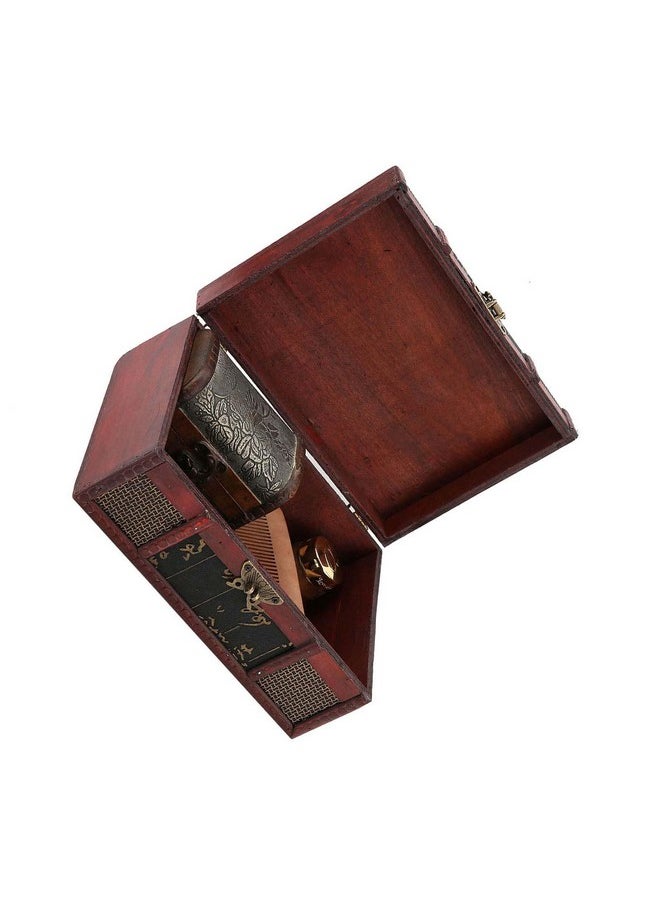Garosa Garosa Decorative Treasure Box, Vintage Wooden Large Desktop Storage Boxes for Books Jewelry Document Stash, Without Lock(#1)  - Image 4