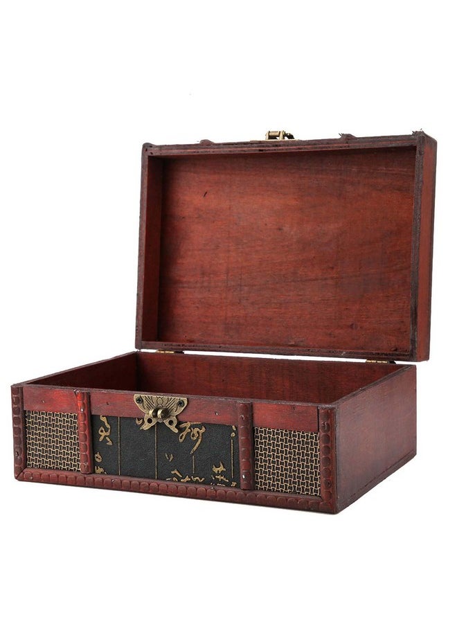 Garosa Garosa Decorative Treasure Box, Vintage Wooden Large Desktop Storage Boxes for Books Jewelry Document Stash, Without Lock(#1)  - Image 5