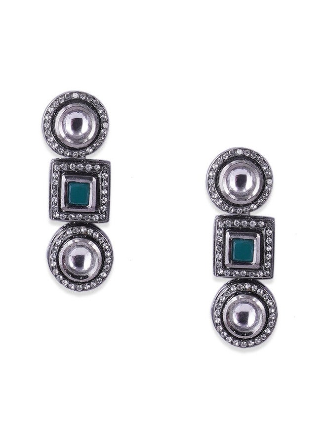 Binnis Wardrobe Silver-Toned & Green Three Layered Jewellery Set - Image 5