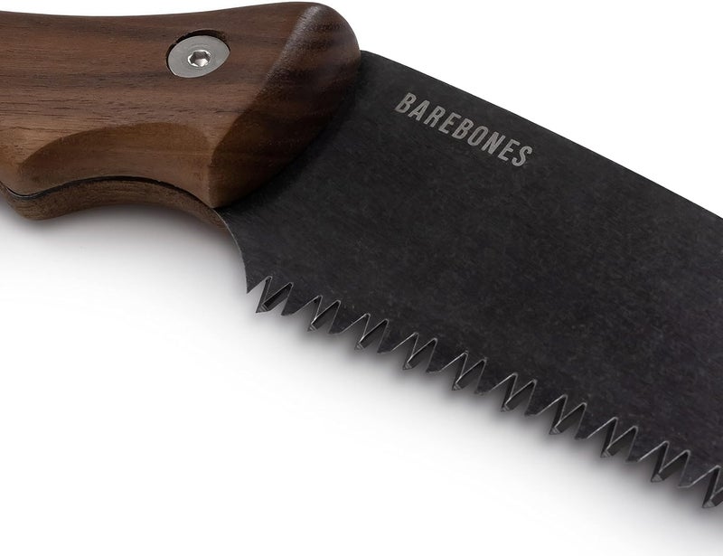 Barebones Timber Saw - Hand Saw with Ergonomic Walnut Handle for Camping, Pruning, and Wood Cutting - Curved Blade and Root Cutter with Sheath - Image 1