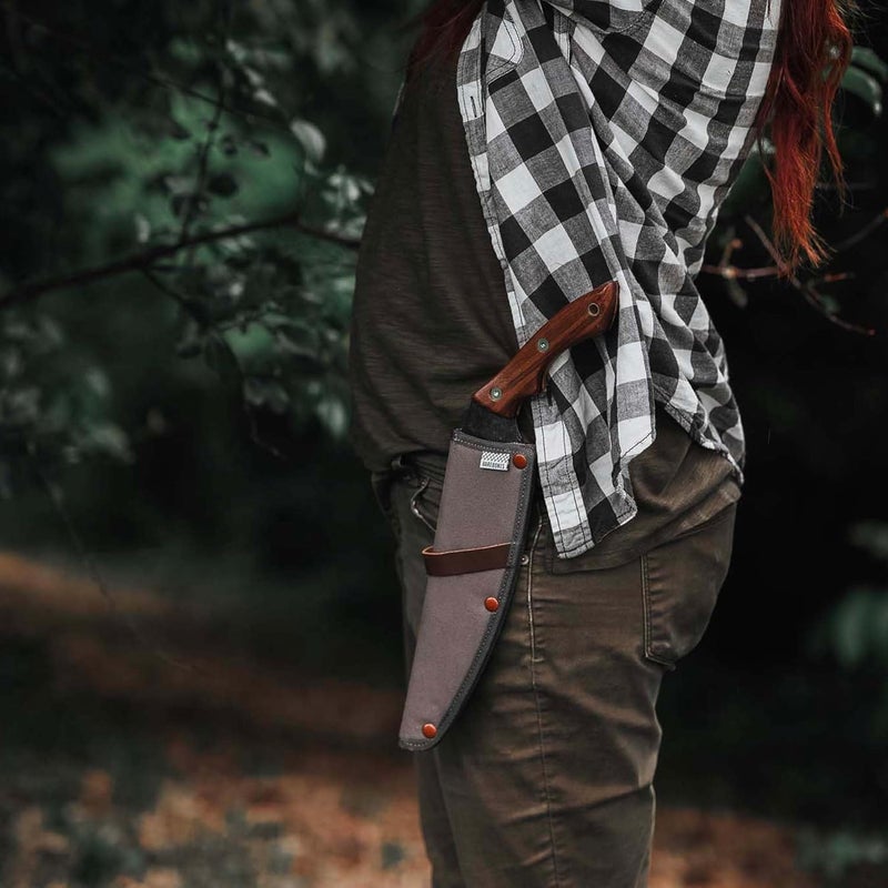 Barebones Timber Saw - Hand Saw with Ergonomic Walnut Handle for Camping, Pruning, and Wood Cutting - Curved Blade and Root Cutter with Sheath - Image 5