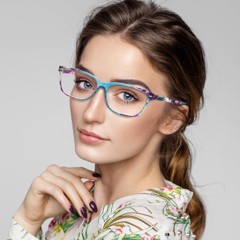 CLASAGA نظارات القراءة CLASAGA التقدمية متعددة التركيز للنساء الأزرق الضوء حجب الربيع المفصلي نمط الموضة طباعة قارئات الكمبيوتر (تصميم النمط-5 1.25 ×) - Image 3