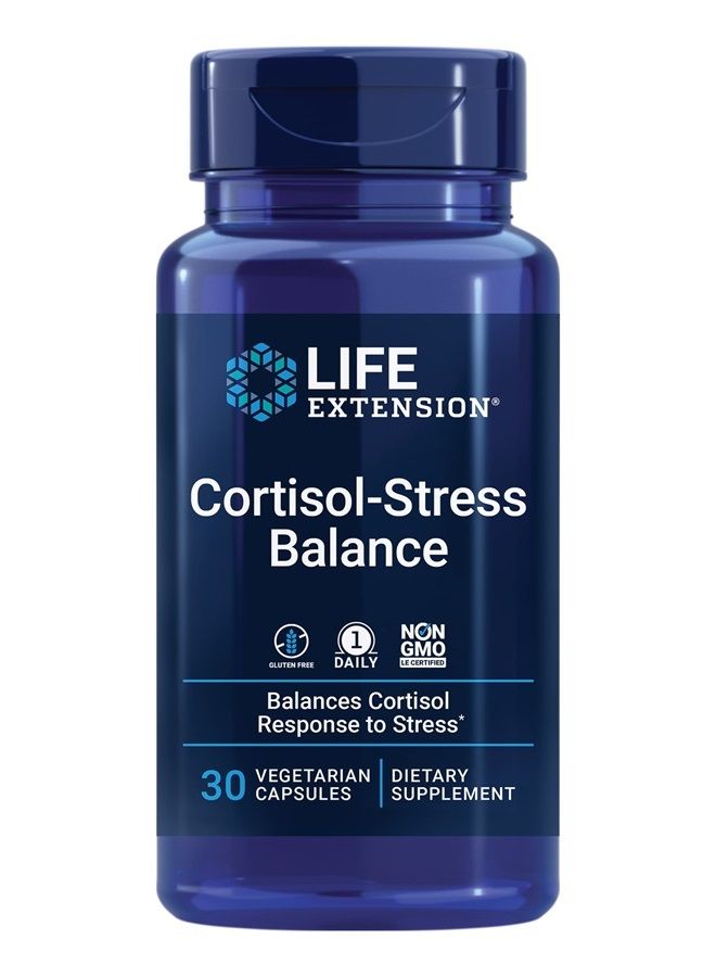 Life Extension Cortisol-Stress Balance - Plant Extracts with Green Tea Extract to Support Already-Healthy Levels of Stress Hormone Cortisol - Non-GMO, Gluten-Free – 30 Vegetarian Capsules  - Image 1
