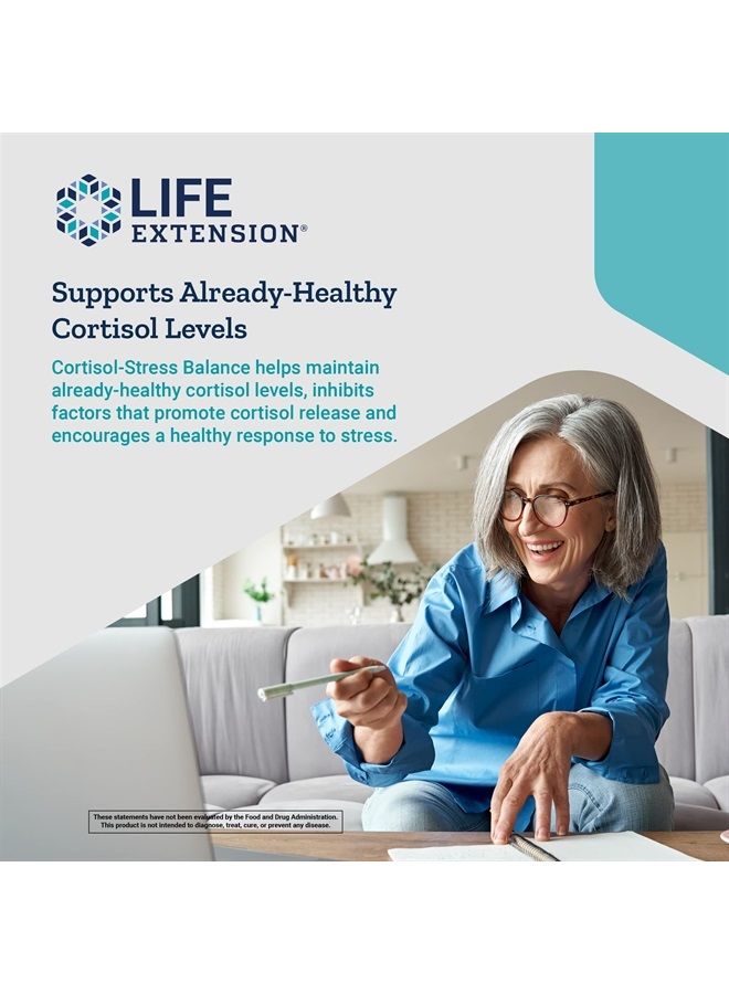 Life Extension Cortisol-Stress Balance - Plant Extracts with Green Tea Extract to Support Already-Healthy Levels of Stress Hormone Cortisol - Non-GMO, Gluten-Free – 30 Vegetarian Capsules  - Image 5