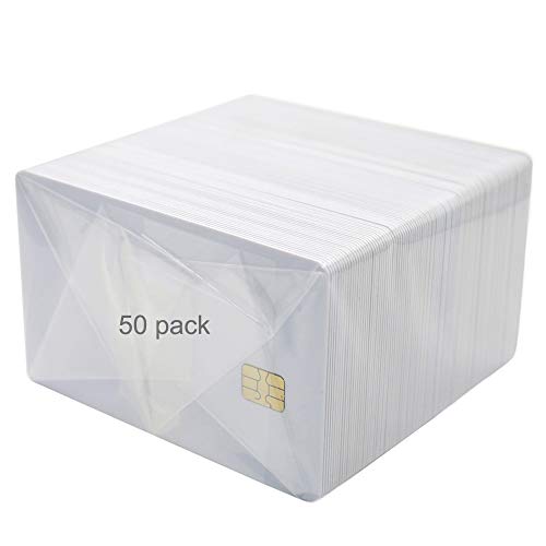 Gialer 50 Pack SLE4442 Chip Cards, Blank Smart Intelligent Card Contact IC Card, ISO 7816 Contact Smart Card, Contact Chip PVC Card for Hotel Key Card/Access Control System - Image 1