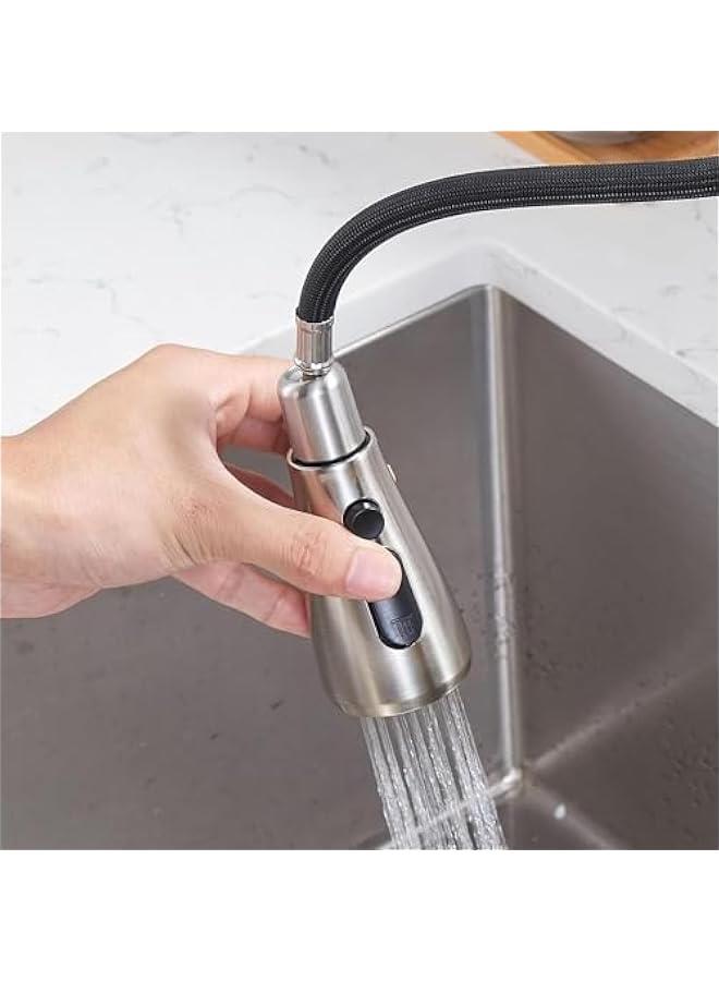 MIXDE Kitchen Faucet with Pull Down Sprayer, Brushed Nickel Faucet for Kitchen Sink, Stainless Steel Single Handle Pull Out Kitchen Sink Faucet (Silver) - Image 4