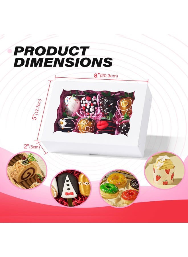 TEMLQPACK 12PCS Bakery Boxes with Window (8x5x2 Inch) for Chocolate Covered Strawberries, Cakesickle, Chocolate Truffle, Pretzel & More - Image 2