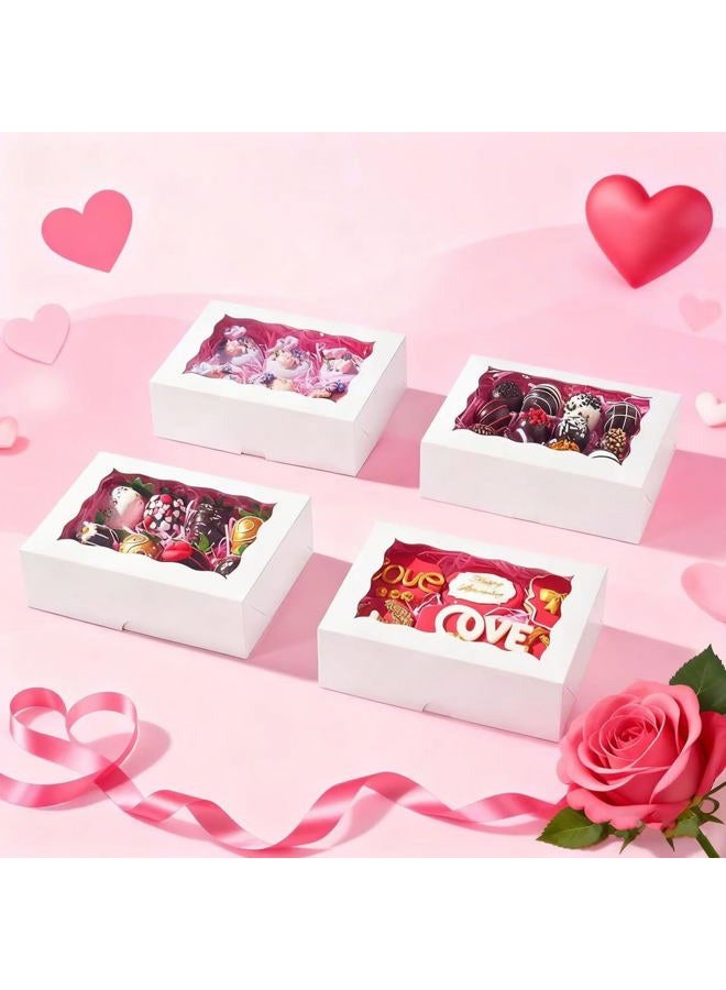 TEMLQPACK 12PCS Bakery Boxes with Window (8x5x2 Inch) for Chocolate Covered Strawberries, Cakesickle, Chocolate Truffle, Pretzel & More - Image 3