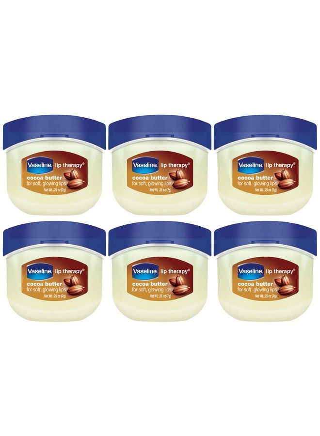 Vaseline Lip Therapy Cocoa Butter Mini White Petrolatum Advanced Moisturizer Relieves Dull And Dry Skin Mini Petroleum Jelly Soft & Smooth Lips (Pack Of 6 0.25 Oz Ea) - Image 1