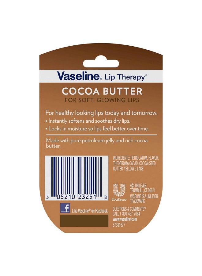 Vaseline Lip Therapy Cocoa Butter Mini White Petrolatum Advanced Moisturizer Relieves Dull And Dry Skin Mini Petroleum Jelly Soft & Smooth Lips (Pack Of 6 0.25 Oz Ea) - Image 4