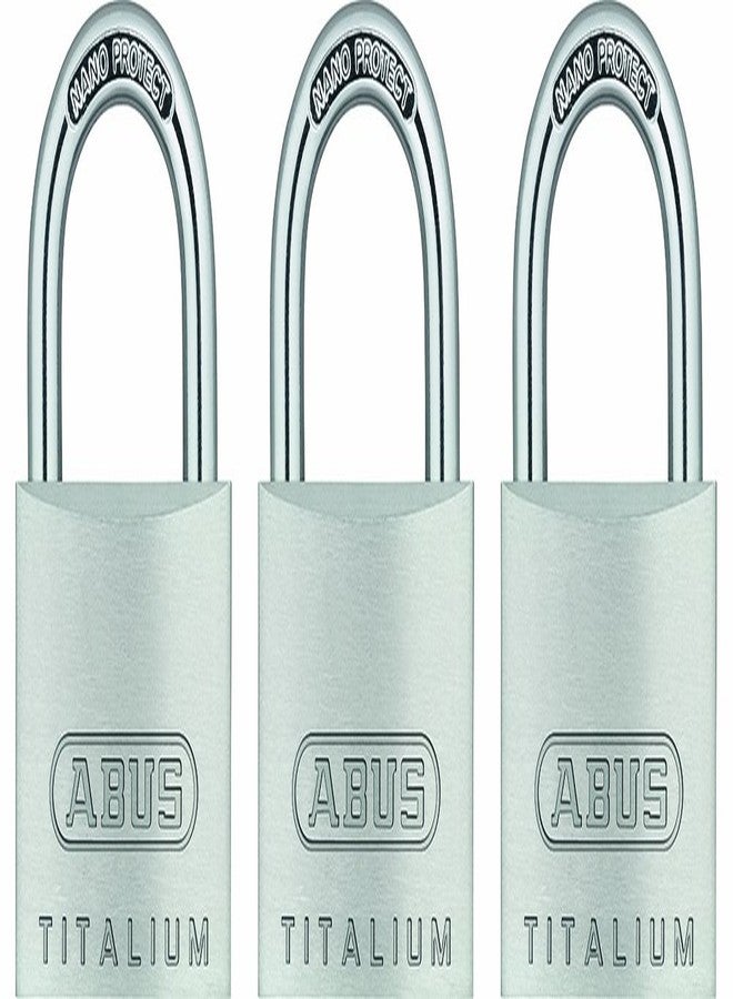 ABUS 64TI/40 Titalium Aluminum Alloy Padlock, Keyed Alike with Nano Protect Steel Shackle, Pack of 3 - Image 1