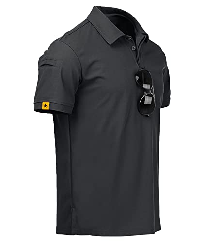 ZITY Mens Polo Shirt Short Sleeve Sports Tactical T-Shirt Athletic Golf Polos Daily Casual Stylish Collared Shirts for Men Dark Grey XX-Large - Image 5