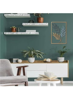 FASHION HOME Home Decor Wall Metal Leaf 3D Iron Art Wall Sculptures Hanging Decorations Hollowed-out Picture with Gold Frame  - Image 4
