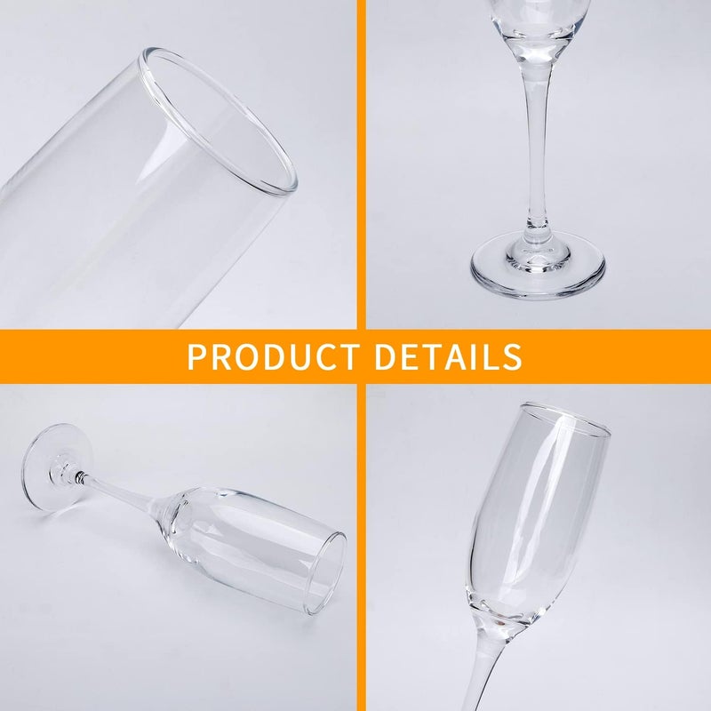 Ufrount 6oz Champagne Flute,Clear Champagne Glasses Set of 14,Elegant Stemmed Champagne Glasses Sparkling Wine Glasses for Birthday,Parties,Wedding - Image 3