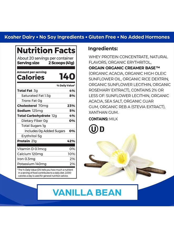 Orgain Whey Protein Powder, Vanilla Bean - 21g Grass Fed Dairy Protein, Gluten Free, Soy Free, No Sugar Added, Kosher, No Added Hormones or Carrageenan, For Smoothies & Shakes - 1.82lb - Image 2