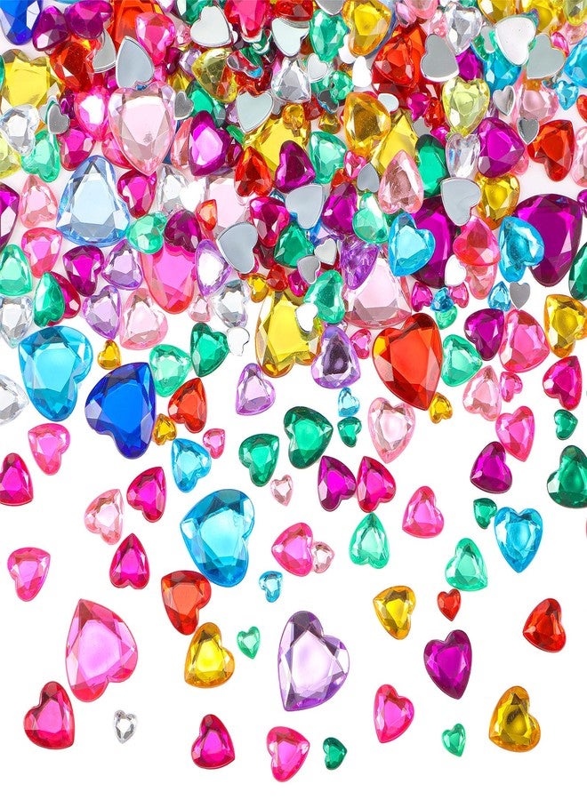 Chuangdi 516 Pcs Acrylic Rhinestone Crystal Gems Rhinestone Flat Back 18mm/12mm/10mm/6mm for Valentine's Day Wedding Decoration DIY Clothes Shoes Jewelry Making Crafts(Multicolor,Heart) - Image 1