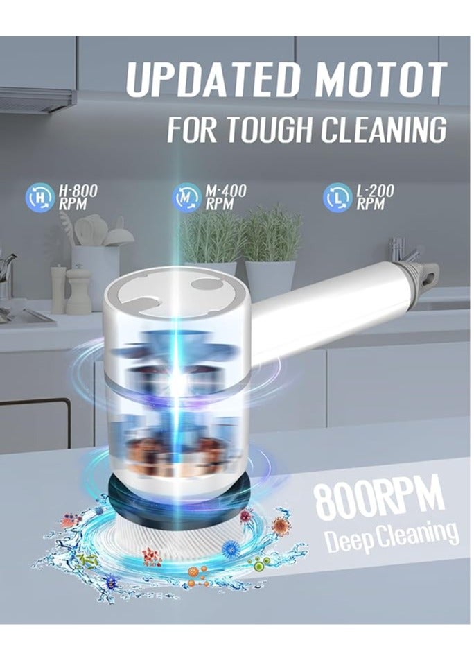 Arabest Cordless Electric Spin Scrubber, 3 Adjustable Speeds Cleaning Brush with 4 Replaceable Brush Heads, IPX7 Waterproof Electric Scrub Brush for Kitchen, Bathroom, Car, Bathtub, Floor, Window - Image 2