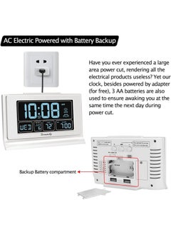 DreamSky Dreamsky Digital Alarm Clock With Battery Backup For Bedroom, Auto Set Clock With Usb Charging Ports, 5 Inch Large Display With Date Weekday Temperature, Auto Dst, Brightness Dimmer, Snooze, 12/24H  - Image 5