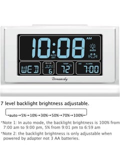 DreamSky Dreamsky Digital Alarm Clock With Battery Backup For Bedroom, Auto Set Clock With Usb Charging Ports, 5 Inch Large Display With Date Weekday Temperature, Auto Dst, Brightness Dimmer, Snooze, 12/24H  - Image 2