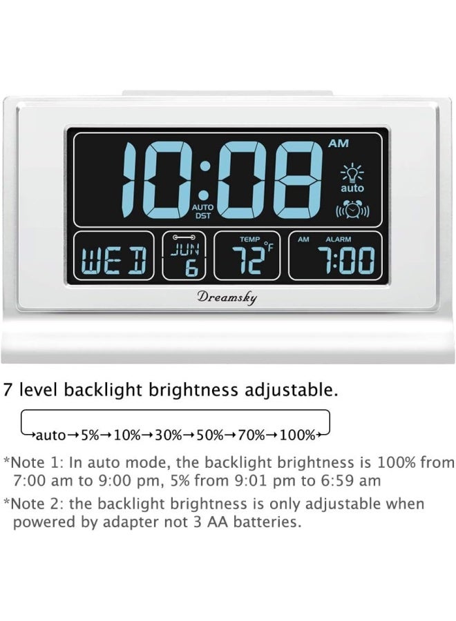 Dreamsky Digital Alarm Clock With Battery Backup For Bedroom, Auto Set Clock With Usb Charging Ports, 5 Inch Large Display With Date Weekday Temperature, Auto Dst, Brightness Dimmer, Snooze, 12/24H - Image 2