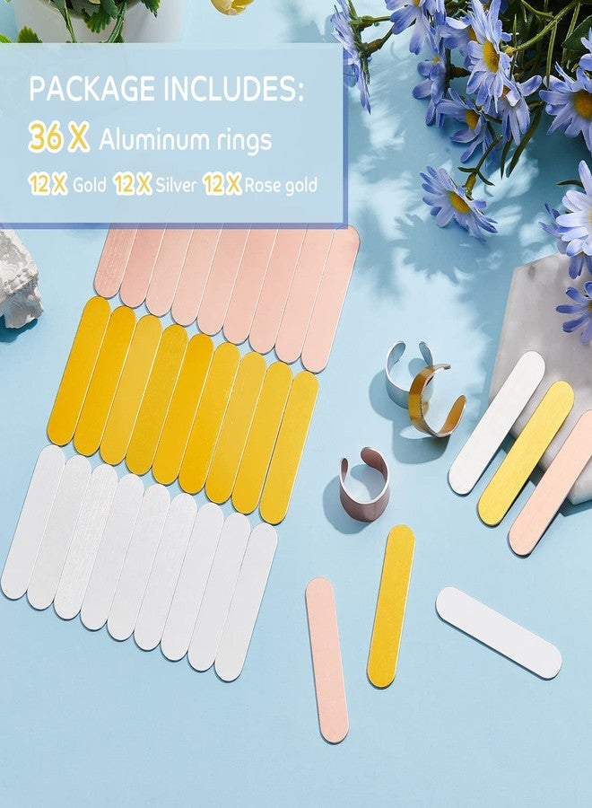 Shimeyao 0.47 x 2.24 x 0.04 Inch Aluminum Ring Blanks for Metal Stamping Flat Metal Blanks for Jewelry Making Copper Golden Silver Stamping Blanks for DIY Bracelet Bending Engraving Art Kit, 3 Colors (36) - Image 4