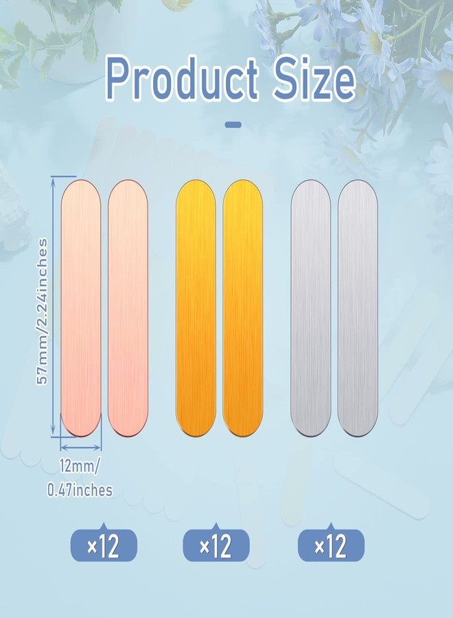 Shimeyao 0.47 x 2.24 x 0.04 Inch Aluminum Ring Blanks for Metal Stamping Flat Metal Blanks for Jewelry Making Copper Golden Silver Stamping Blanks for DIY Bracelet Bending Engraving Art Kit, 3 Colors (36) - Image 2