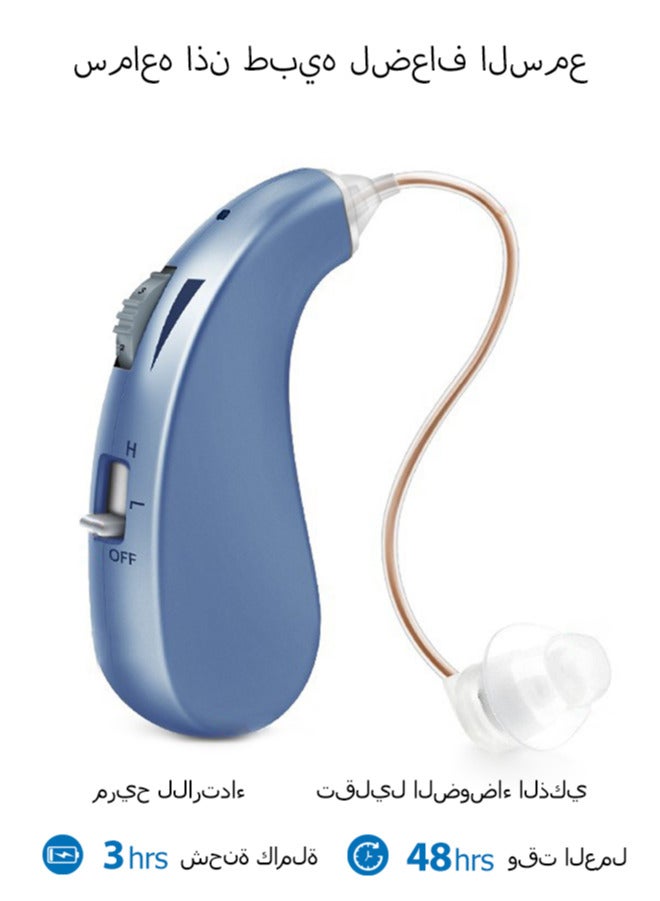 Chixing Rechargeable Hearing Aid for Seniors with Noise Cancelling, Hearing Aids Loss Amplifier Seniors u0026 Adults Charging Case u0026 Volume Control, Blue - Image 1