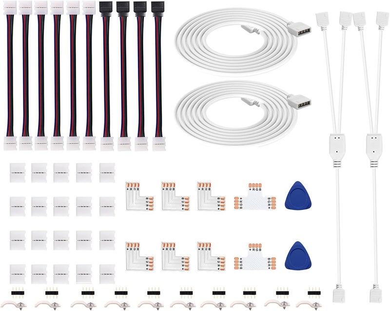 iCreating LED Strip Connectors 4 Pin, RGB LED Light Connectors Kit Includes 5050 LED Connectors L Shape 4Pin 10mm LED Light Strip Connectors for 10mm Wide 4-pin RGB LED Strip Lights - Image 1