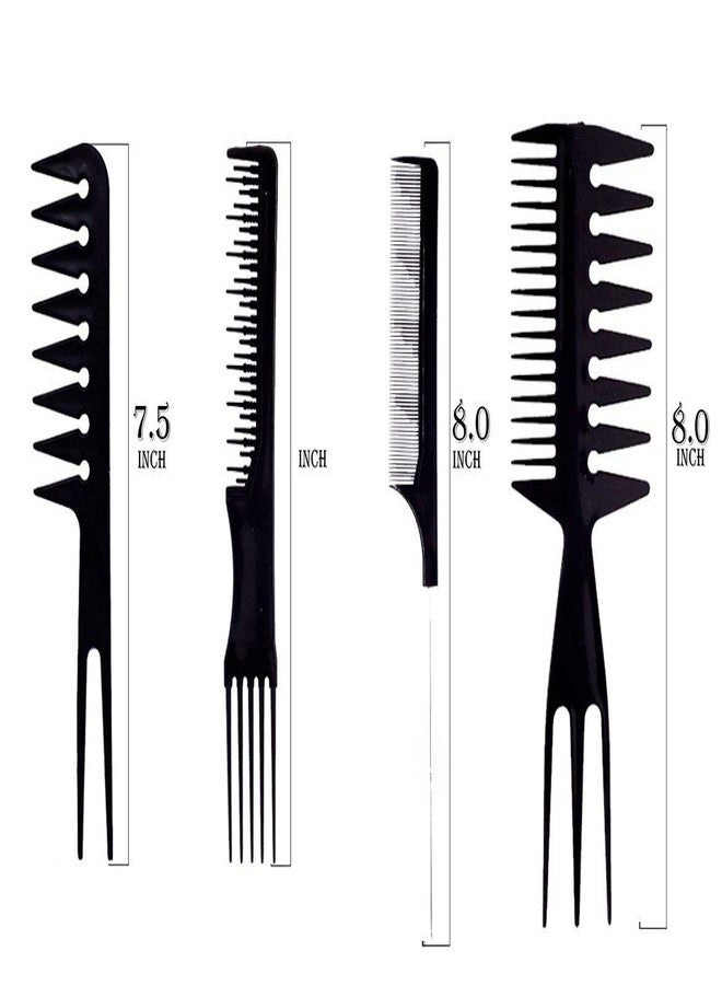بوكسو مجموعة أمشاط احترافية لتصفيف الشعر من بوكسو، للاستخدام في صالونات التجميل، للرجال والنساء، لون أسود، 8 قطع، عبوة واحدة - Image 2