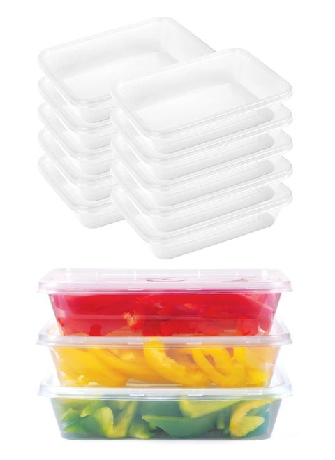 Rectangle Clear Disposable Food Container 1000ml With Lid |Spoon| Fork And Sauce Cup(1oz) |Pack of 20